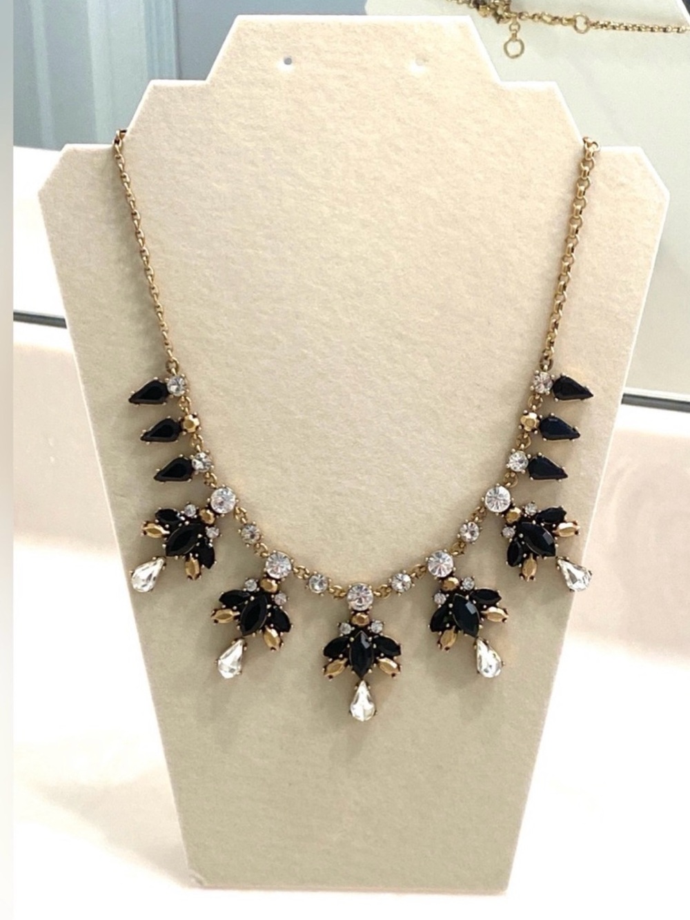 Jcrew Gold-Tone Necklace with Black and Clear Crystal Accents - Women Jewelry